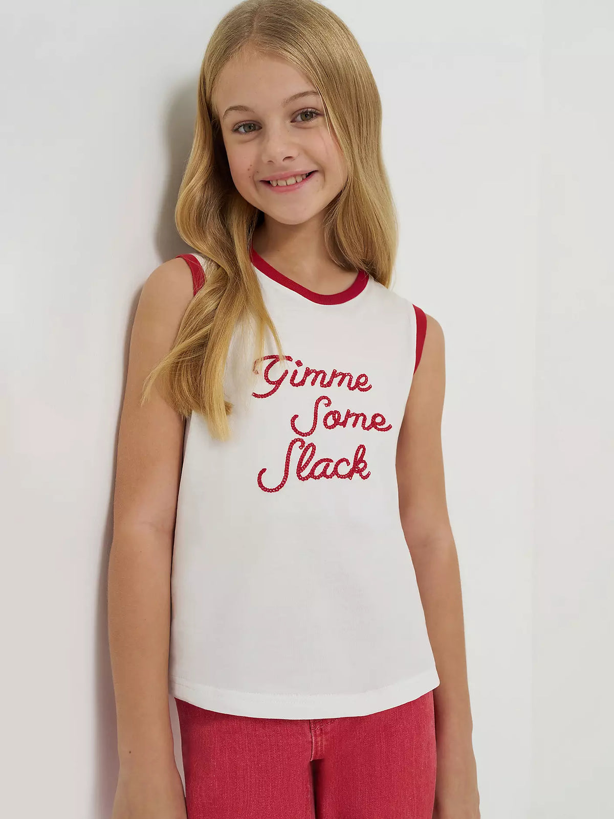 Wrangler x Lainey Wilson Girl's Gimme Some Slack Tank in White
