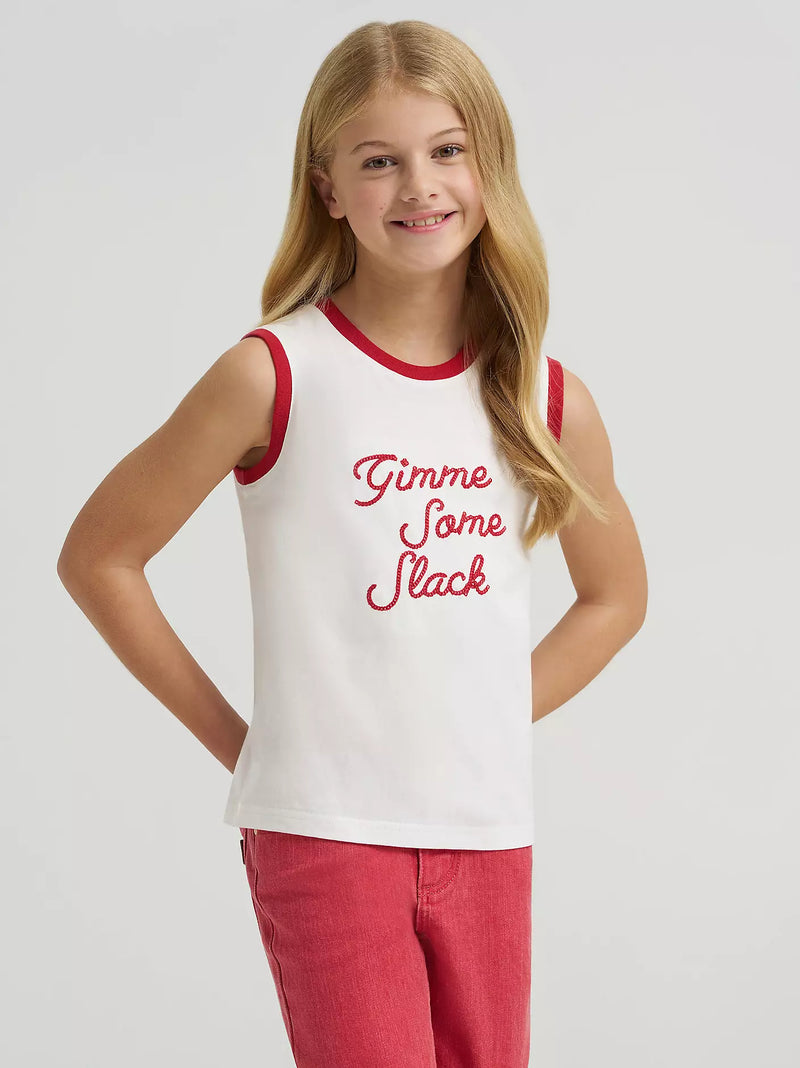 Wrangler x Lainey Wilson Girl's Gimme Some Slack Tank in White