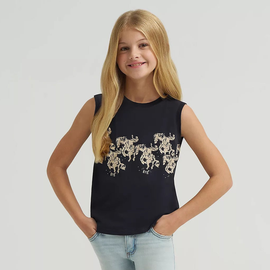 Wrangler x Lainey Wilson Girl's Cowboy Tank in Black