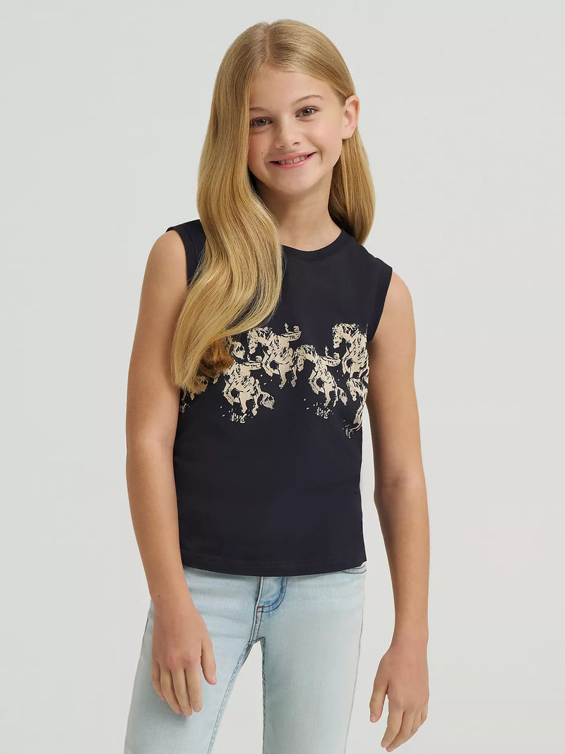Wrangler x Lainey Wilson Girl's Cowboy Tank in Black