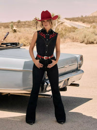 Wrangler x Lainey Wilson High Rise Flare Jean in Dark Rinse