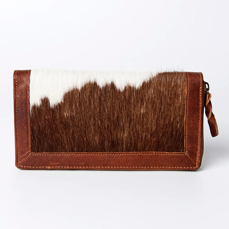 American Darling Leather and Hair on Hide Zipper Wallet