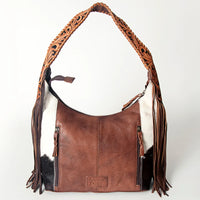 American Darling Western Fringed Floral Tooled Hair-on-Hide Leather Hobo Bag