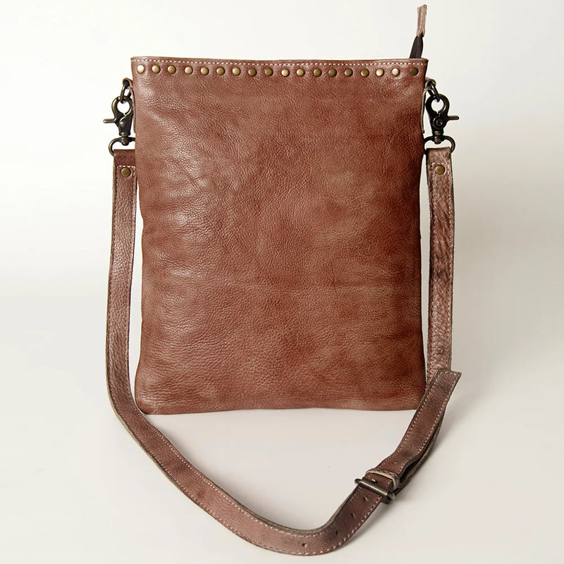 Never Mind! Western Desert Brown Genuine Leather Crossbody Bag