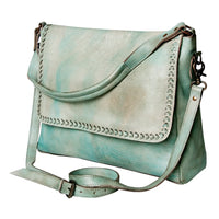 Never Mind! Western Leather Braided Antique Aqua Leather Crossbody Bag