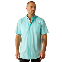Ariat Men's S/S 360 Airflow Classic Fit Western Button Down Shirt in Blue Radiance