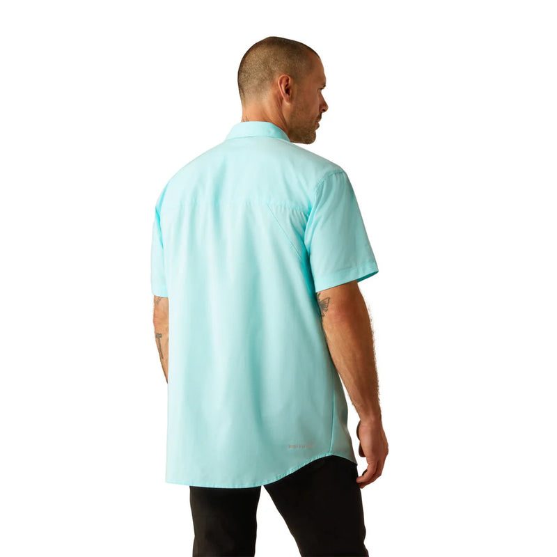 Ariat Men's S/S 360 Airflow Classic Fit Western Button Down Shirt in Blue Radiance