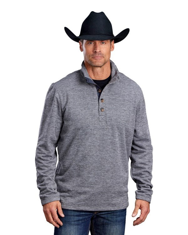 Stetson Men's Honeycomb Bonded Quarter Button Sweater in Gray