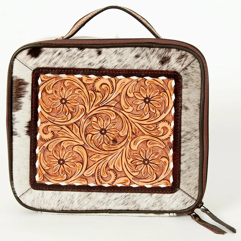 American Darling Hair-On Floral Hand Tooled Leather Jewelry Case
