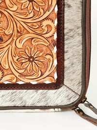 American Darling Hair-On Floral Hand Tooled Leather Jewelry Case