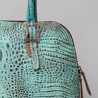 American Darling Crocodile Embossed Leather Western Tote Bag in Turquoise