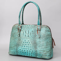 American Darling Crocodile Embossed Leather Western Tote Bag in Turquoise