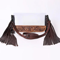 American Darling Clear Crossbody Bag with Leather Trim and Fringe