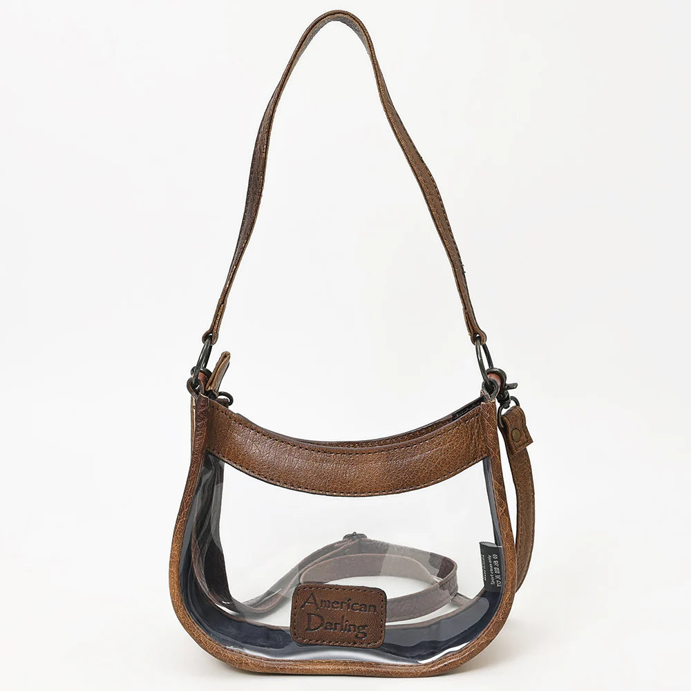 American Darling Floral Tooled Leather Clear Crossbody Tote Bag