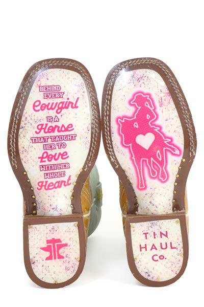 Tin Haul Kids top Pink Moon Cowboy Cowgirl Boots