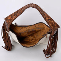 American Darling Western Branded Floral Tooled Hair-on-Hide Leather Hobo Bag