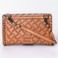 American Darling Hand Tooled Floral Leather Wallet Bag Western Purse