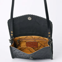 American Darling Hand Tooled Floral Leather Wallet Bag Western Purse in Black
