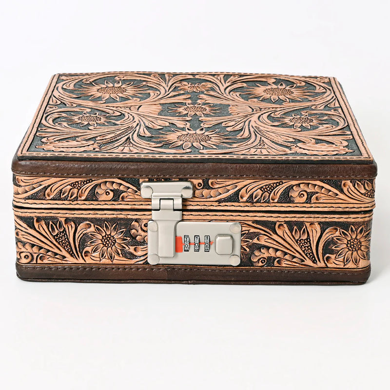 American Darling Floral Hand Tooled Leather Jewelry Box