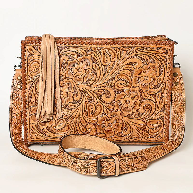 American Darling Structured Floral Tooled Crossbody Tote
