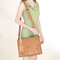 American Darling Structured Floral Tooled Crossbody Tote
