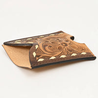 American Darling Hand Carved Floral Cowhide Leather Credit Card Holder