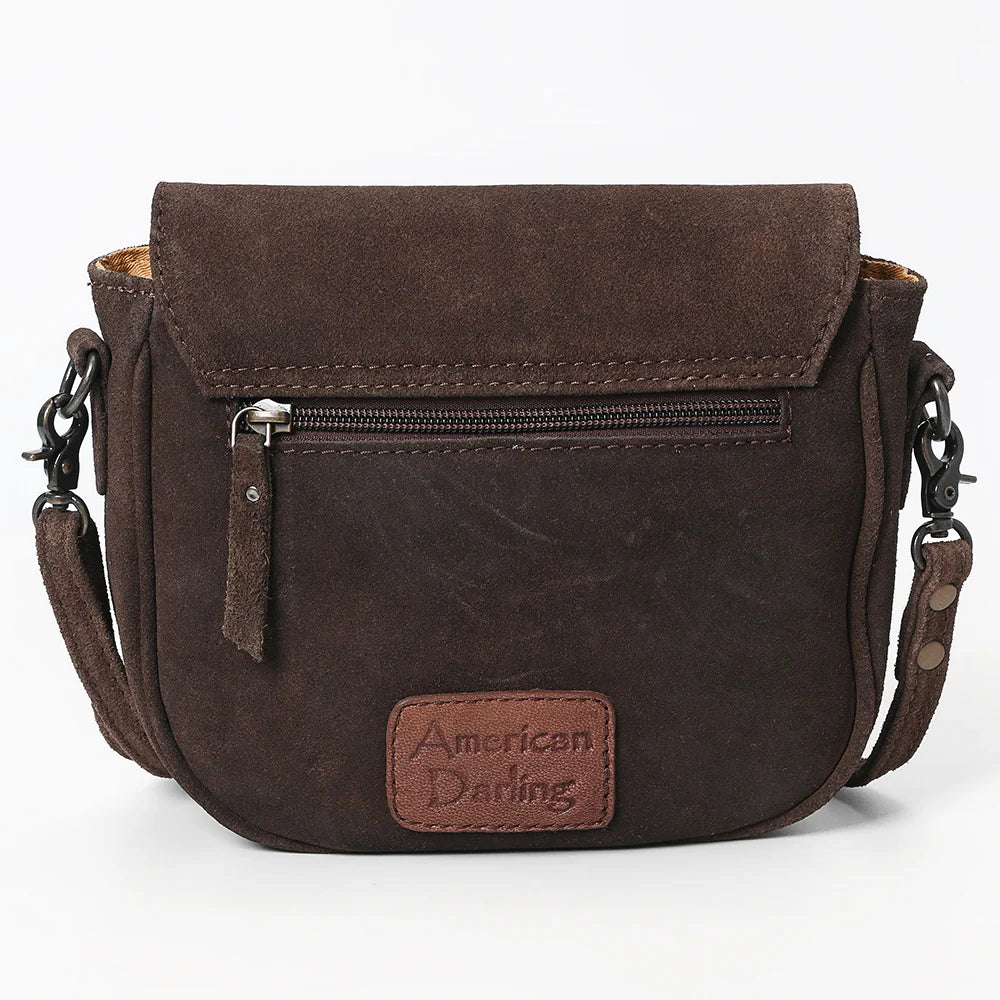 American Darling Western Boot Stitch Brown Leather Crossbody Bag