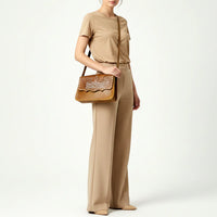 American Darling Western Boot Stitch Distressed Tan Leather Crossbody Bag