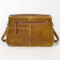 American Darling Western Boot Stitch Distressed Tan Leather Crossbody Bag