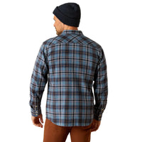 Ariat Men's Harden L/S Retro Fit Western Snap Shirt in Copen Blue Plaid