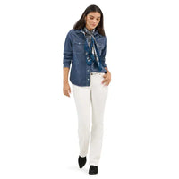 Wrangler Retro Women's Airy Vintage Cowboy Snap Shirt in Blue