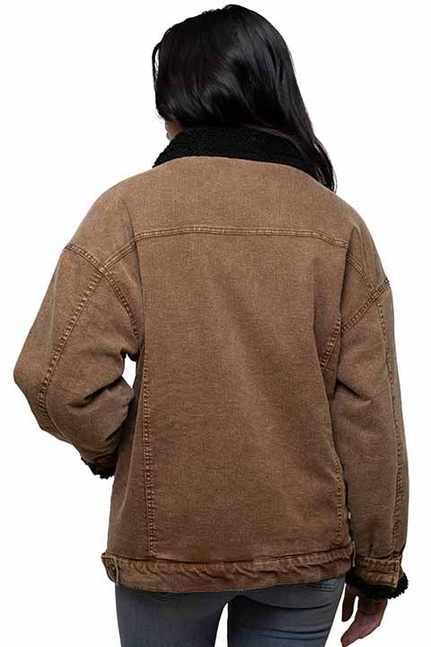 Scully Women's Sherpa Lined Trucker Jacket in Brown