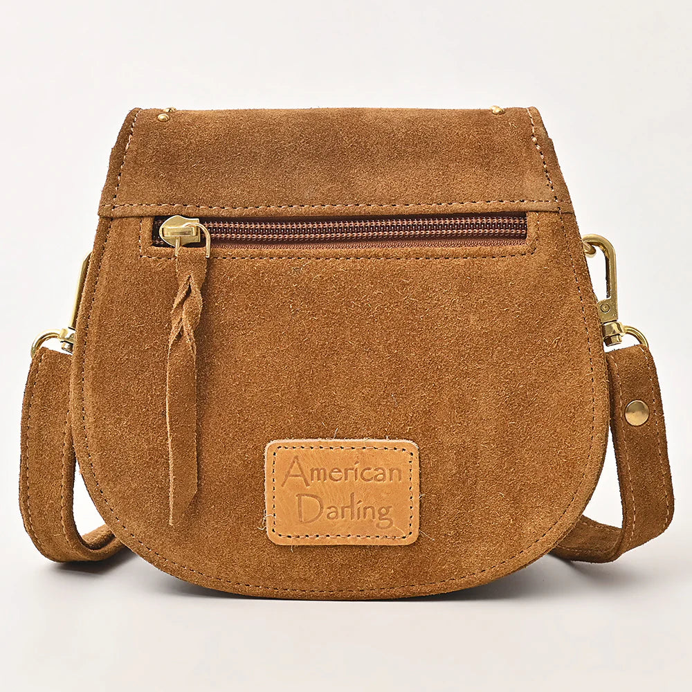 American Darling Genuine Suede Leather Mini Crossbody in Tan