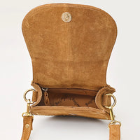 American Darling Genuine Suede Leather Mini Crossbody in Tan