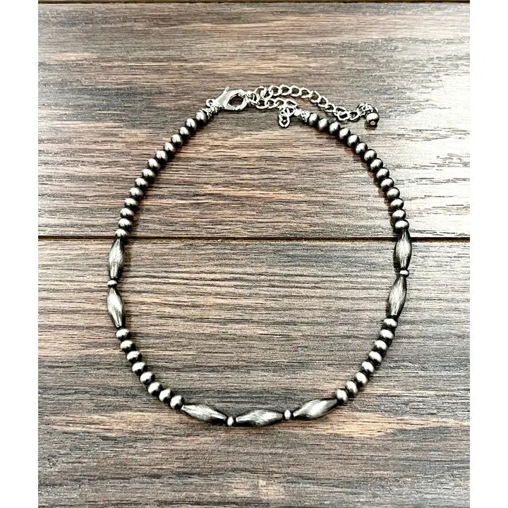 15" Handmade Elongated Navajo Beaded Necklace