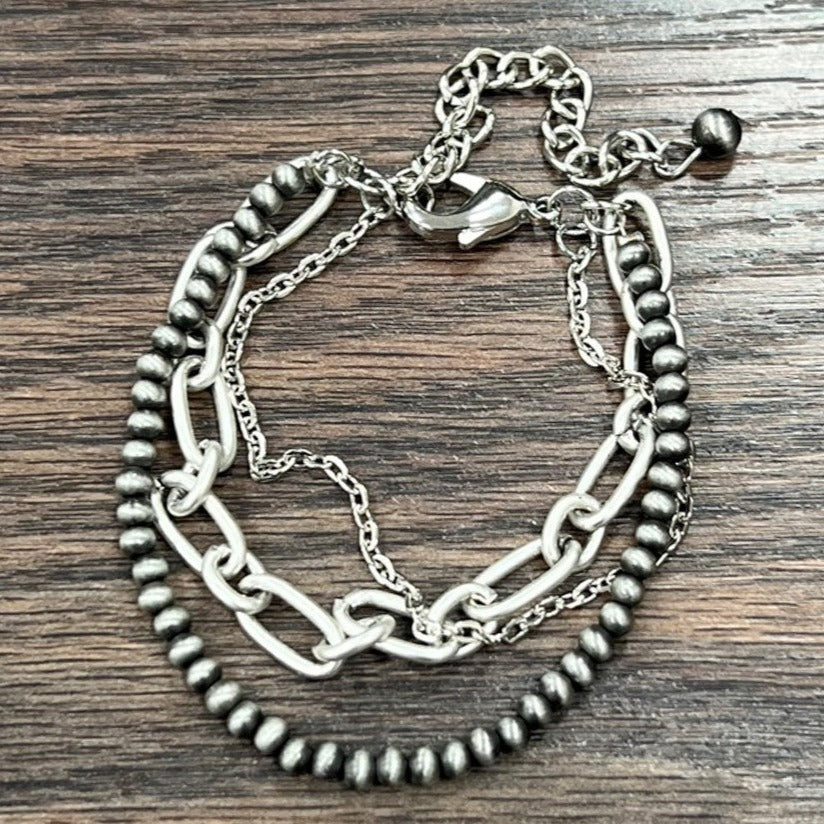Three strand Navajo Pearl Adjustable Bracelet