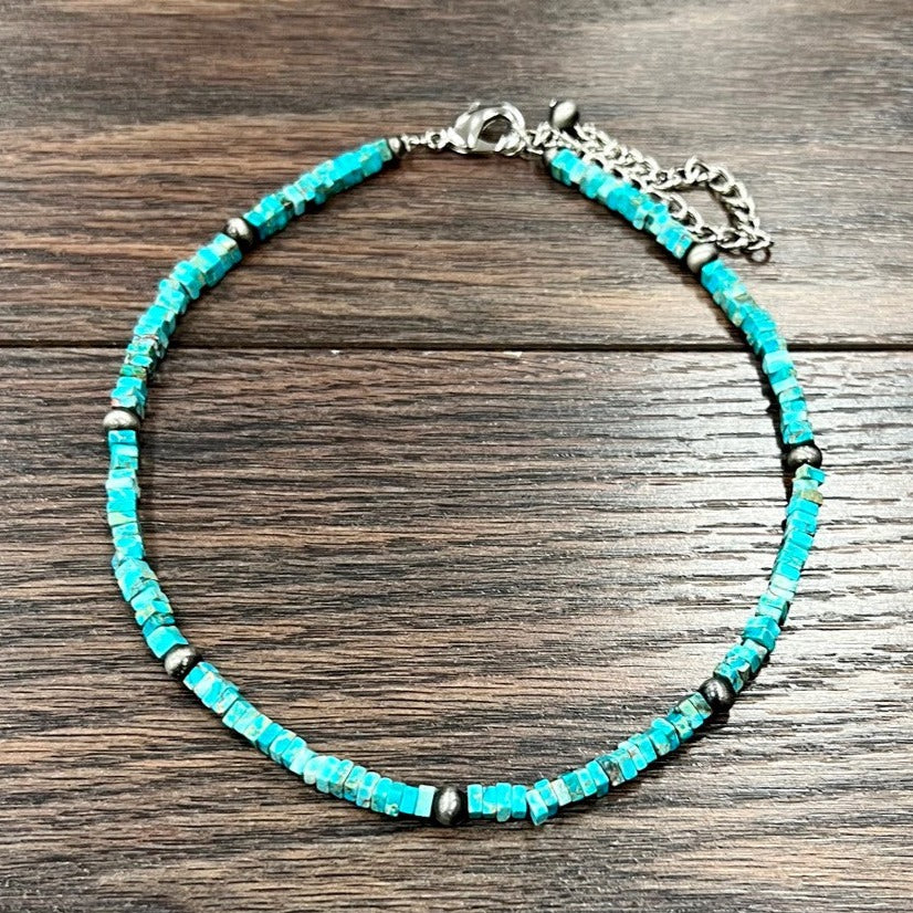 15" Navajo Pearl Turquoise Stone Choker