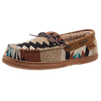 Twister Men's Milo Moccasin Slippers in Tan & Blue Aztec