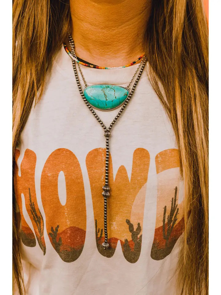 Western Navajo Inspired Pearl Lariat Necklace