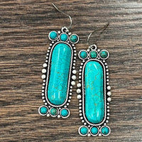 2" Navajo Turquoise Stone French Hook Drop Earrings