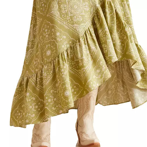 Ariat Women's Osage Green Bandana High-Low Skirt
