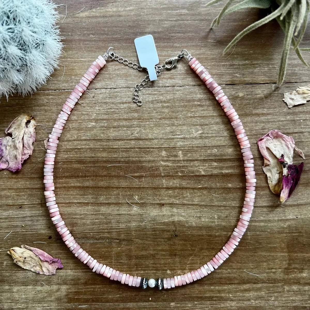 14" Pink Shell With Fresh Water Pearl Choker