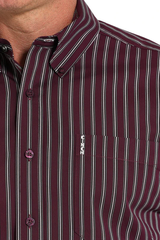 Cinch Men's L/S Modern Fit Purple Stripe Western Button Down Shirt