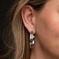 West & Co. Southwestern Burnished Silver Hoop Earrings