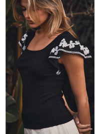 Women's Square Neckline Ribbed Knit Tank in Black (Available in Regular and Plus Sizes)