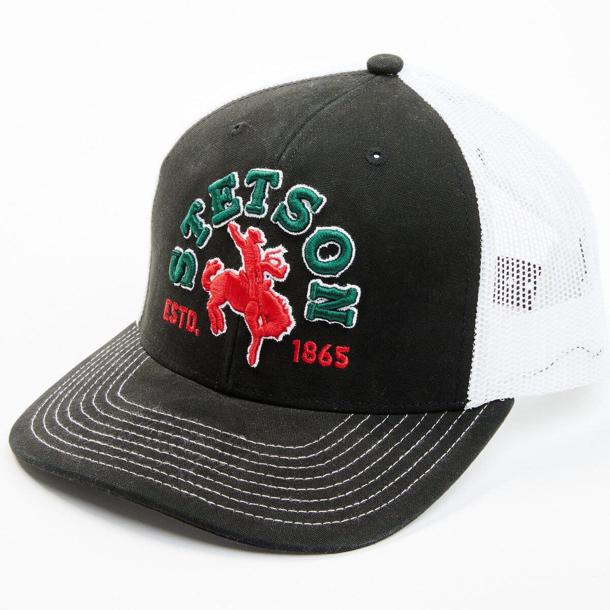 Stetson Bronc Rider Mexico Flag Trucker Cap in Black