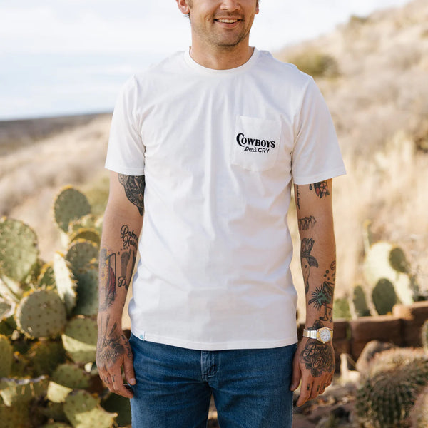 Sendero Provisions Co. Men's "Cowboys Don't Cry" Graphic T-Shirt in Vintage White