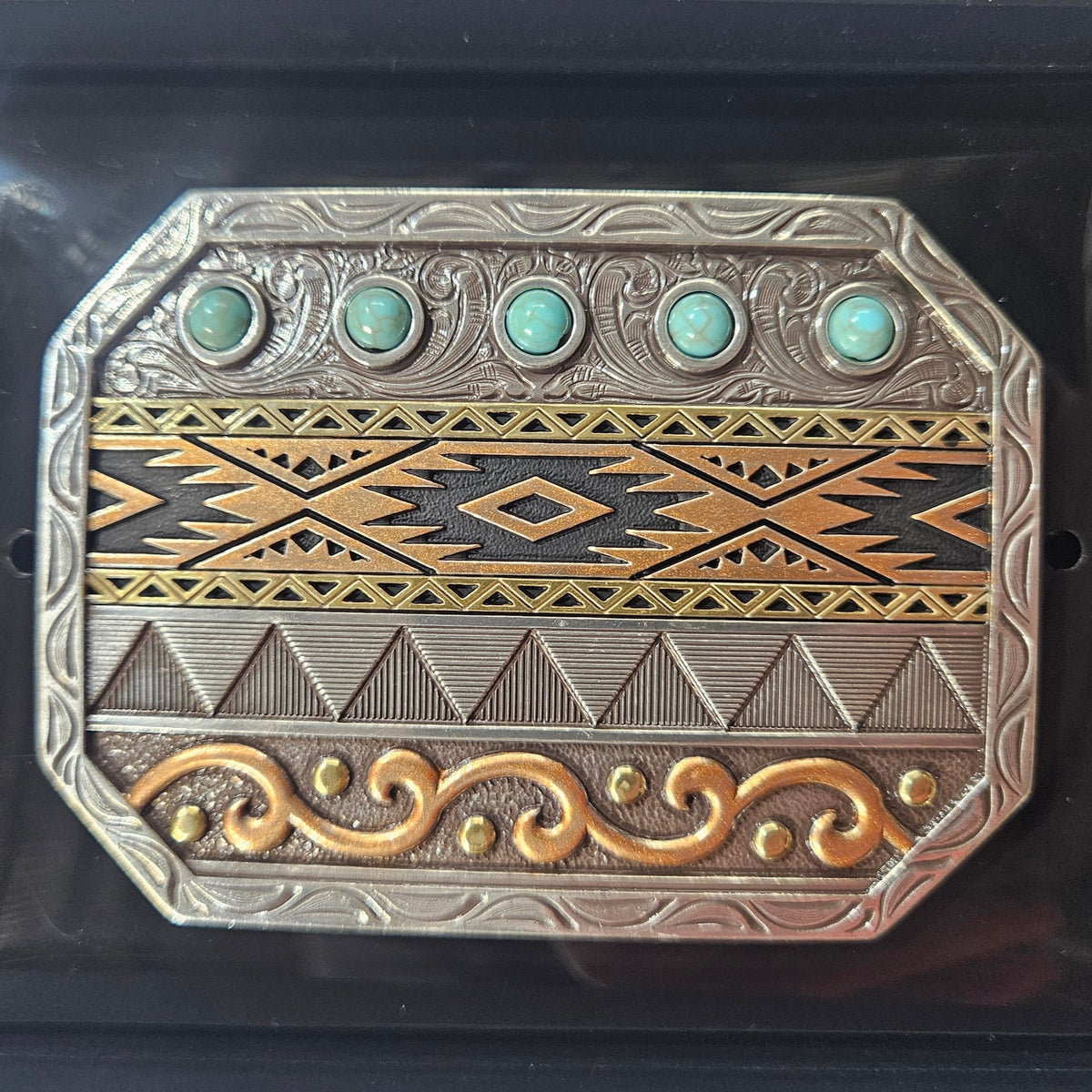 Ariat Southwest Engraved Tri-Tone Rectangle Buckle