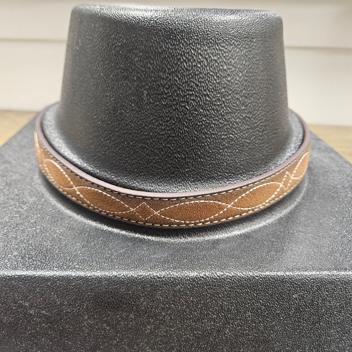 3D Belt Co. Roughout Boot Stitch Brown Western Hat Band