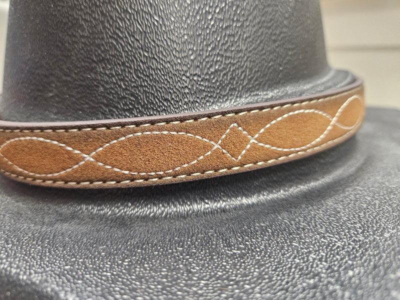 3D Belt Co. Roughout Boot Stitch Brown Western Hat Band